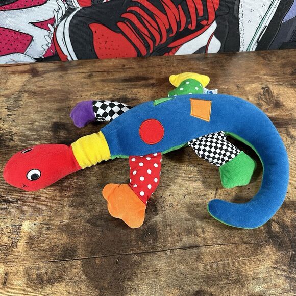 VINTAGE Eden Lizard Plush Red Blue Interactive Kids Pets Squeak Noise Stuffed - Picture 1 of 12